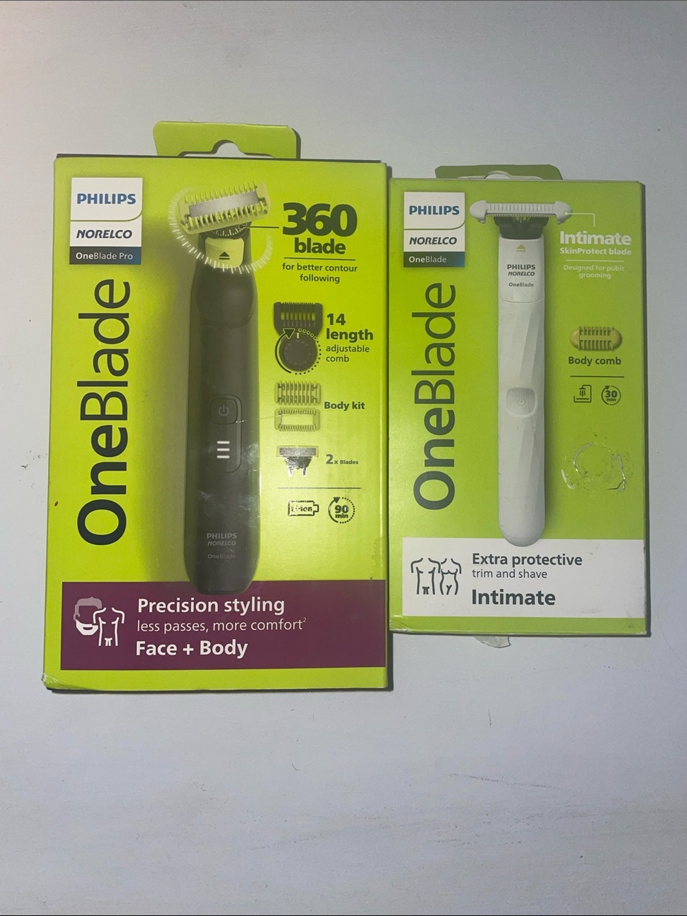 2 New Norelco OneBlade 360 Blade & Intimate Blade